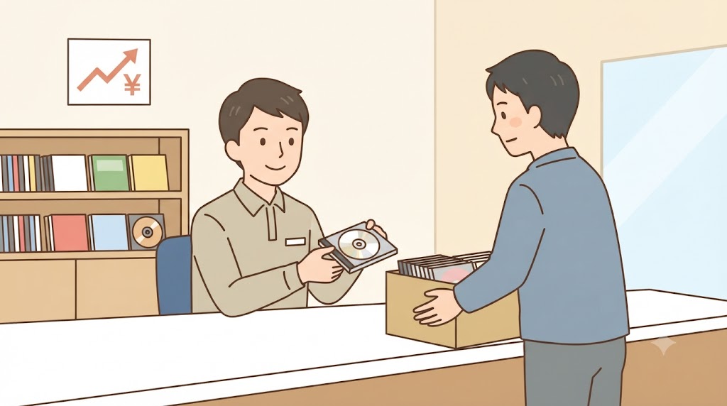 リサイクルショップでCDを丁寧に査定してもらう