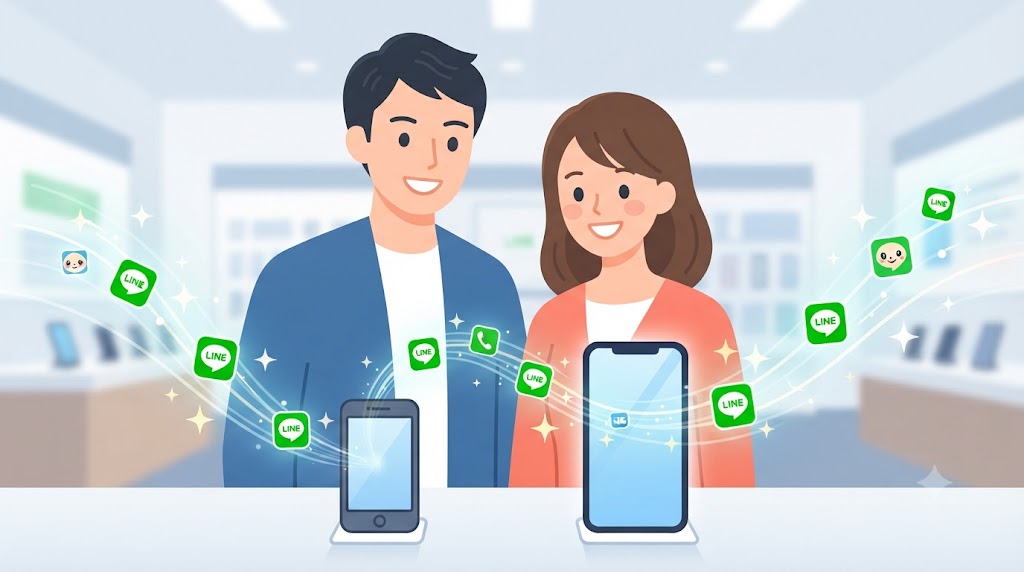 機種変更に伴い、古いスマートフォンから新しいスマートフォンへLINEスタンプのデータが安全に移行