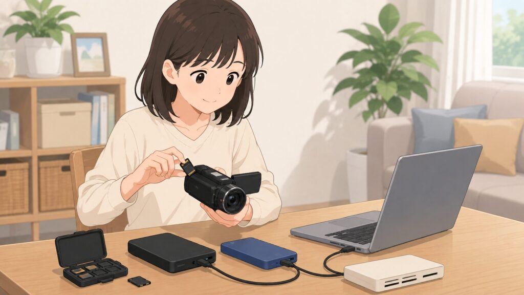 SDカードのデータを取り出して安全な保存先へこまめに移動させている