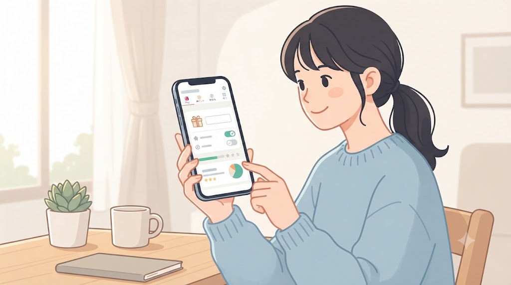 スマートフォンでPayPayのポイント設定モードを確認・変更している