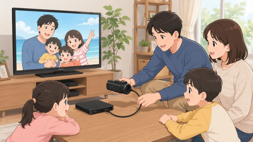 パソコンを使わずテレビ周辺の専用機器やレコーダーで動画を保存する