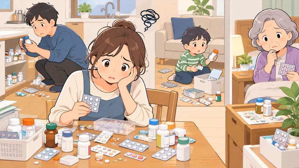家中のあちこちに散らばった薬の管理に困っている