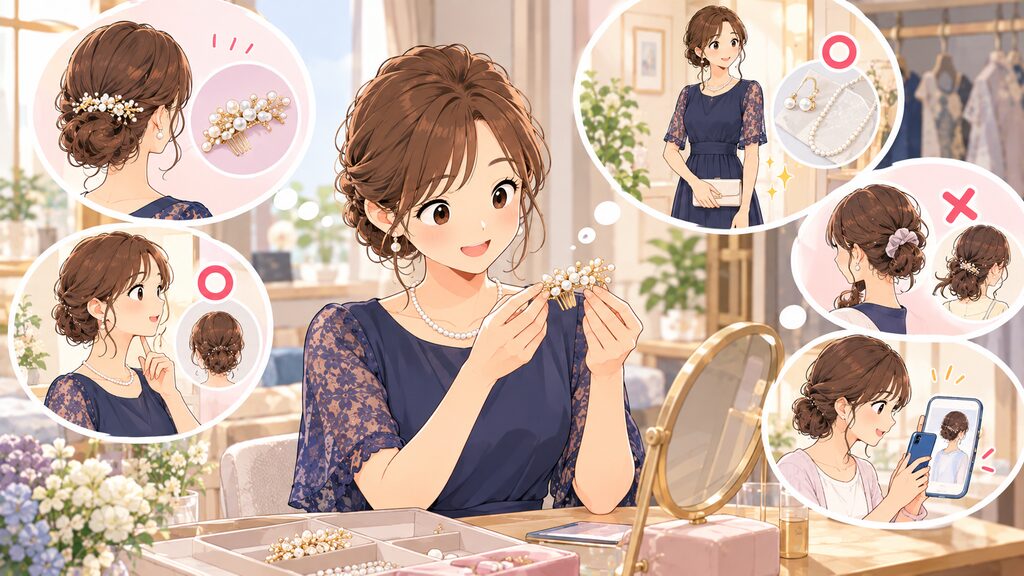結婚式のマナーを守りながら上品なパールアクセサリーや髪型を選ぶ