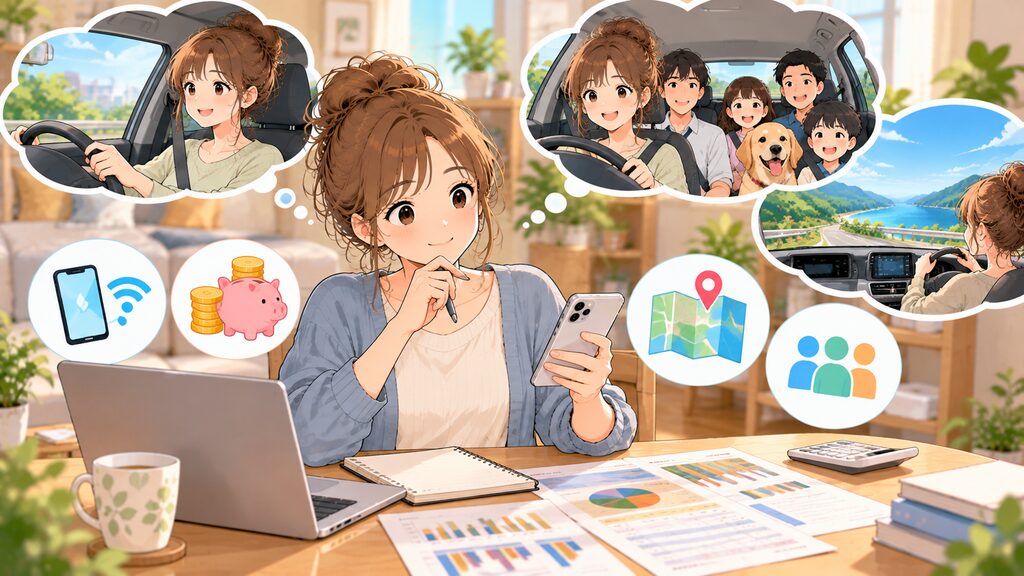 自分の利用スタイルや予算に合わせた車内の通信料の節約方法やプランを検討している